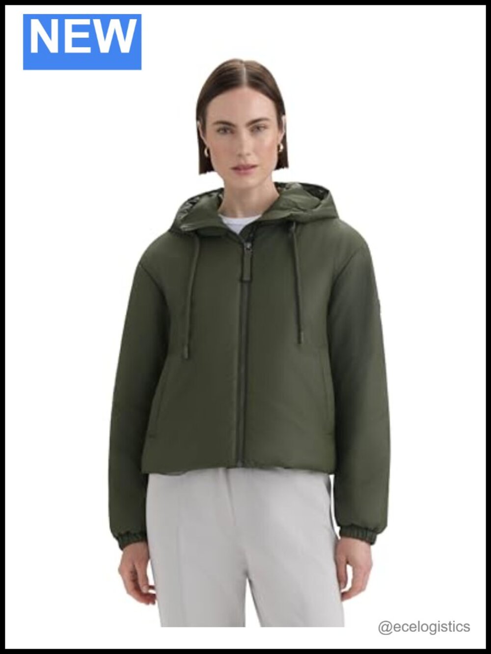 PU Coated Cropped Jacket with Hood - Black Size M
